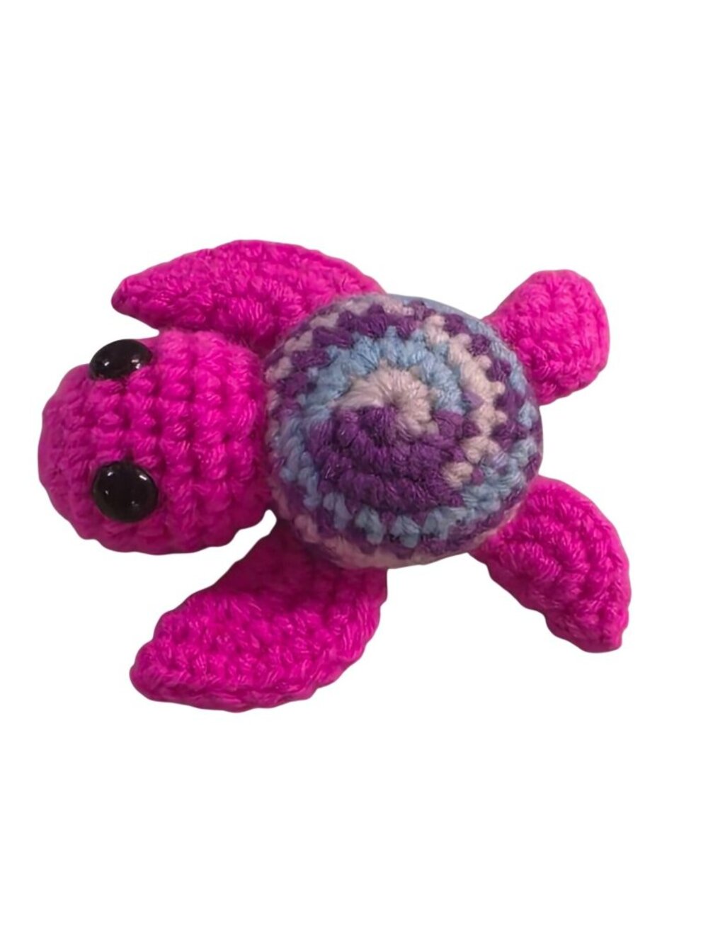 Handmade Crochet Turtle Mini Plush Pink Purple Amigurumi Stuffed Animal 4"